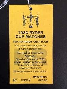 Ryder Cup 1983 Ticket Saturday Fourball Foursome Stub Jack Nicklaus Captain - Picture 1 of 2