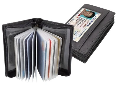 RFID черный кожаный мужской складного бумажника пластиковый вставить визитница держатель молнии - Изображение 1 из 4