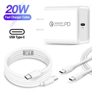 PD Fast Wall Charger Usb-C 3FT charging Cord For iPhone Apple 16 15 Pro Max Plus - Picture 1 of 24