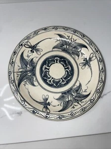 "Plato de cerámica de libélulas murciélago Trang de Vietnam de colección 7 3/4"" pintado a mano azul" - Imagen 1 de 10