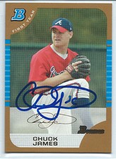 Chuck James signed 2005 Bowman gold baseball card Atlanta Braves autograph #298