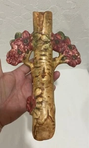 Antique Weller Pottery Woodcraft Branch w/Flowers Cross Wall Hanging Pocket Vase - Picture 1 of 10