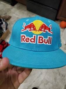 ULTRA RARE COLORWAY NEW ERA 59FIFTY RED BULL BABY BLUE FITTED HAT SIZE 7 1/8 - Picture 1 of 10