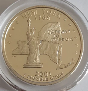 2001 S 90% US Silber PP Gem NEW YORK State Quarter Auflage 889.697 - Bild 1 von 4