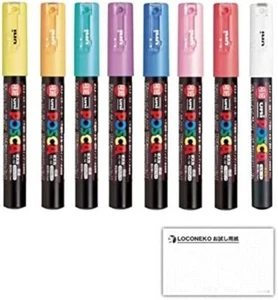 Posca UNI Penna a base acqua personaggio extrafine nucleo tondo PC1M 8 colori pastello - Foto 1 di 3