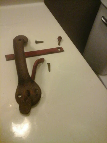 Antique Barn Door Thumb Latch Handle Rustic Door Handle Old Red Paint Cover