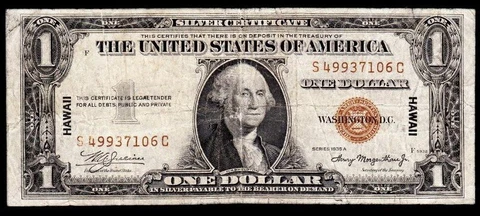 1935A Hawaii $1 WWII Emergency Issue Note VF Cover
