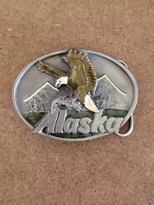 VINTAGE ALASKA GREATLAND Classic Sales COMMEMORATIVE BELT BUCKLE Eagle - Picture 1 of 8