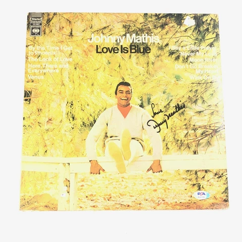 JOHNNY MATHIS Signed LP Vinyl PSA/DNA Love Is Blue Album autographed Cover