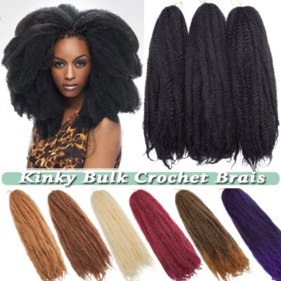 Long 18" Marley Kinky Bulk  Crochet Twist Afro Braids Braiding Hair Extension US - Image 1 of 4