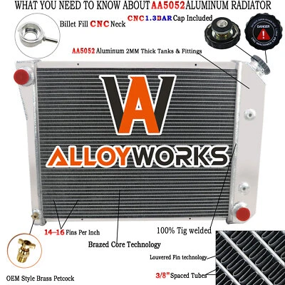 3 Row Aluminum Radiator For 1968-1974 Chevy Nova Caprice Camaro,Buick Regal - Image 1 of 4