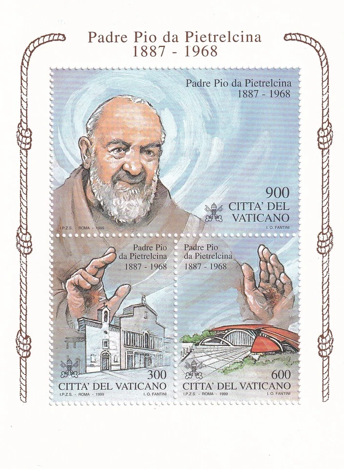 Vatican 1999 Yvert SS 19 Pio da Pietrelcina MNH VF - Image 1 of 1