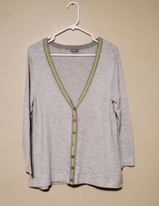 J.Jill Women's Size Medium Petite Long Sleeve Striped Cardigan Sweater Buttons - Picture 1 of 7