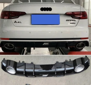 For Audi A4 RS4 2017-2019 Rear Bumper Diffuser Lip Spoiler Glossy Black - Picture 1 of 9