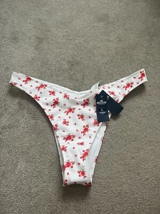 Hollister White & Red Blossom Bikini Bottoms ‘cheekiest’ New With Tag XL RRP £17 - Picture 1 of 6