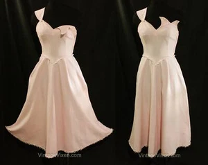 1950s Sun Dress - Small 50s Pink Cotton Bare Shoulder Miami Summer Frock Size 6 - Picture 1 of 10