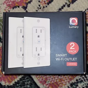 CLOSEOUT SALE SEALED 2 PACK Lumary Smart Wi-Fi In-Wall Outlet 15 Amp 125 Volt - Picture 1 of 9