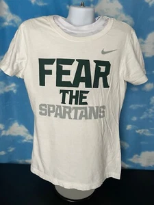 Michigan State Spartans Shirt MSU Nike Medium Slim Fit White Shirt Youth c40 - Picture 1 of 6
