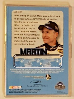 2005 Press Pass Eclipse Skidmarks MARK MARTIN Cased Card #SK 5/18 - MINT - Image 1 of 4