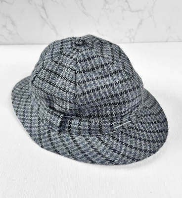 70s Deerstalker Hat | British Made Manor Hall | Retro Blue-Grey Tweed | Size L - Image 1 of 4