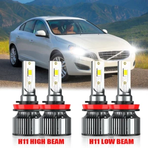 For Volvo S60 2005-2013 4Pcs H11 H11 LED Headlight Bulbs High Low Beam Combo Kit - Picture 1 of 11