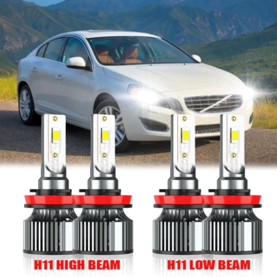 For Volvo S60 2005-2013 4Pcs H11 H11 LED Headlight Bulbs High Low Beam Combo Kit - Image 1 of 4