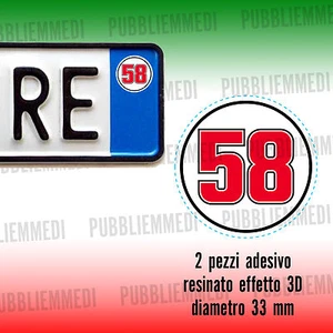 2 ADESIVI RESINATO STICKER SIMONCELLI SIC 58 ADESIVO EFFETTO 3D..auto moto targa - Foto 1 di 1