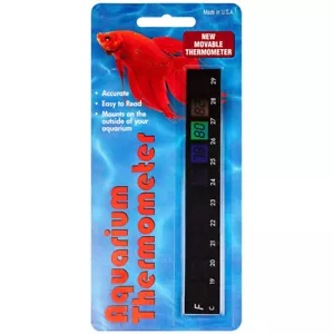 LCR Hallcrest Horizontal LCD Aquarium Thermometer Moveable Accurate Easy to Read - Picture 1 of 1