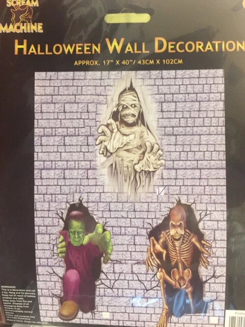 CRASH MUMMY FRANKENSTEIN SKELETON Scene Setter Halloween Party wall decoration - Image 1 of 1