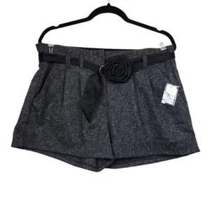 Pantalones Cortos de Tweed Elle Para Mujer Negros Satén Rosa Cinturón Heritage Plisados Talla 12 Nuevos con Etiquetas - Imagen 1 de 5