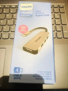 Philips USB 2.0 4-Port Hub, Type-C, Compatible with Windows & Mac 480 Mbps Speed - Picture 1 of 2