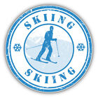 Skiing Grunge Rubber Stamp Car Bumper Sticker Decal  -  ''SIZES''