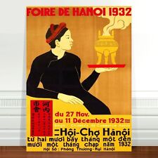Stunning Vintage Asian Poster Art ~ CANVAS PRINT 16x12" ~ HANOI Fair 1932