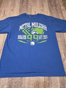 Metal Mulisha Shirt Mens Large Blue Skull Helmet Graphic Tee - Picture 1 of 4