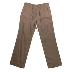 Pantalone Raffaella vintage donna 10 marrone 100% lino gamba dritta primavera estate - Foto 1 di 11