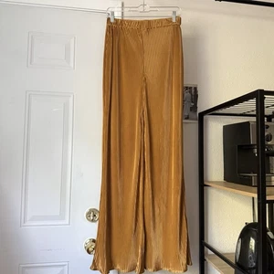 REFORMATION gold Ringelblume senfgelb Plissee weites Bein Gummizug Hose - Bild 1 von 5