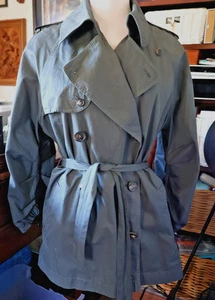 TRENCH Lanvin Chaqueta/Abrigo de Algodón Azul Pizarra Gris con Corbata Talla 42/US 10/12 - Imagen 1 de 8