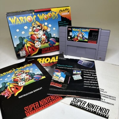 Wario's Woods SNES Complete CIB Super Nintendo Authentic Tested See Photos - Image 1 of 4