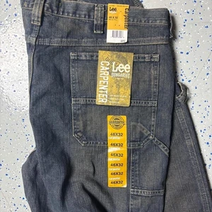 NWT Lee Dungaree Carpenter 46x32 Jeans Dark Wash Sanded Bronze Denim Blue - Picture 1 of 5