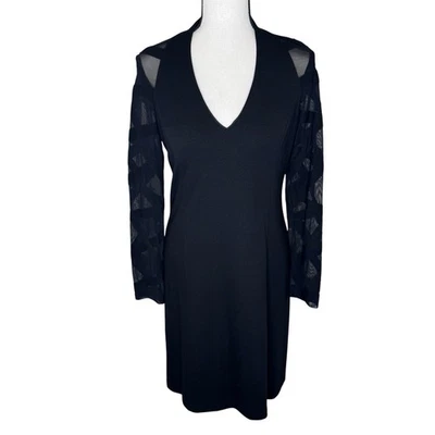 Muse for Boston Proper Women’s Sz 6 Black Dress Semi Sheer Long Sleeve Cocktail - Image 1 of 4