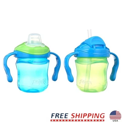 Conjunto de treinamento Sippy Cup à prova de derramamento bico de silicone macio alças removíveis 4mo novo - Imagem 1 de 4