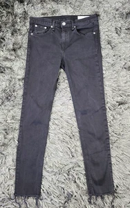 Rag & Bone Ankle Skinny Jeans Womens 29 Black Frayed Hem Stretch Modal Blend - Picture 1 of 23