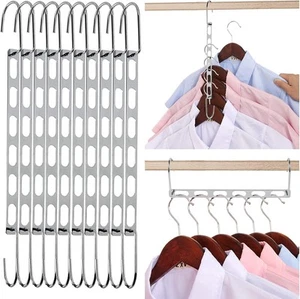 Space Saving Hangers for Clothes, 10 Pack Hanger Organizer Chrome - Picture 1 of 7