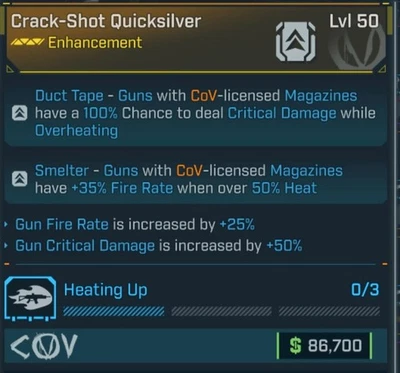 Borderlands 4 Legendary Enhancement Crack Shot Quicksilver COV PS5/Xbox/ PC
