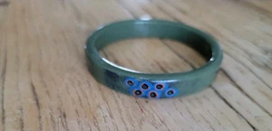 Vintage grüner Acryl Armreif Armband Vintage handbemalt Pfau wie - Bild 1 von 7