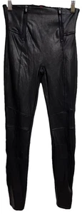 Spanx Faux Leather Hip Zip Leggings Womens Small Very Black - Picture 1 of 4
