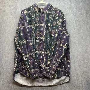 VTG Feldini Natural Issue XL 100% Cotton Southwestern Aztec Button-Down Shirt - Picture 1 of 10