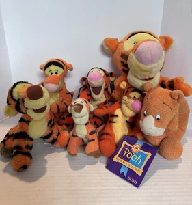 Lote de 7 juguetes de peluche Tigger bolsa de frijoles tienda Disney marioneta caca de colección - Imagen 1 de 24