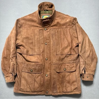 Abrigo de cuero Cabela's para hombre XL marrón tareas granero ranchero franela forrado aislante Foto 1 de 4