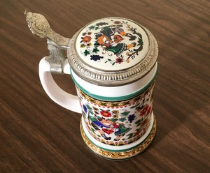 Bierseidel Stein Decorated Lid with Lid Rein- ZINN original BMF - Picture 1 of 10